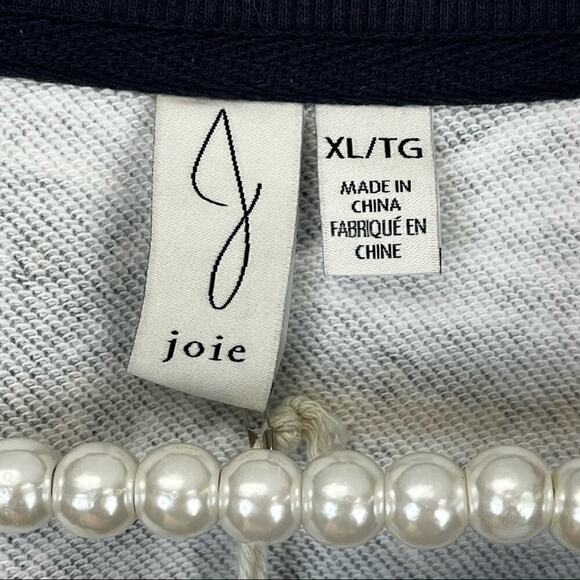 JOIE Caleigh Marbled Abstract Floral Cropped Sweatshirt SZ XL - Picture 6 of 7